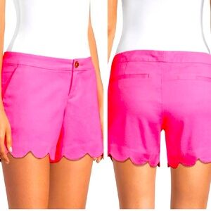 LIKE NEW Lilly Pulitzer 5 Inch Buttercup MidRise Scallop Hem Pink Shorts Sz 12